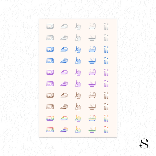 Line Icon Stickers - Food and clean