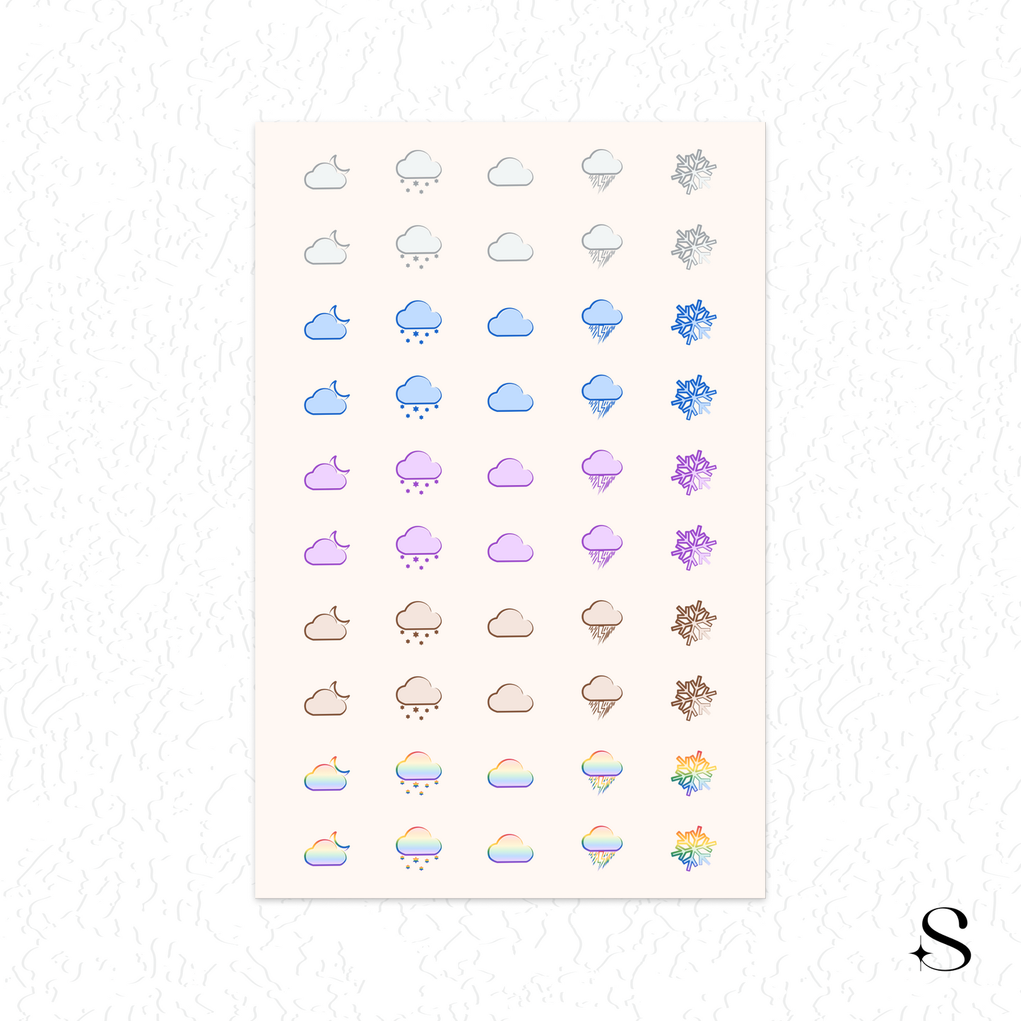 Line Icon Stickers - Moon and cloud