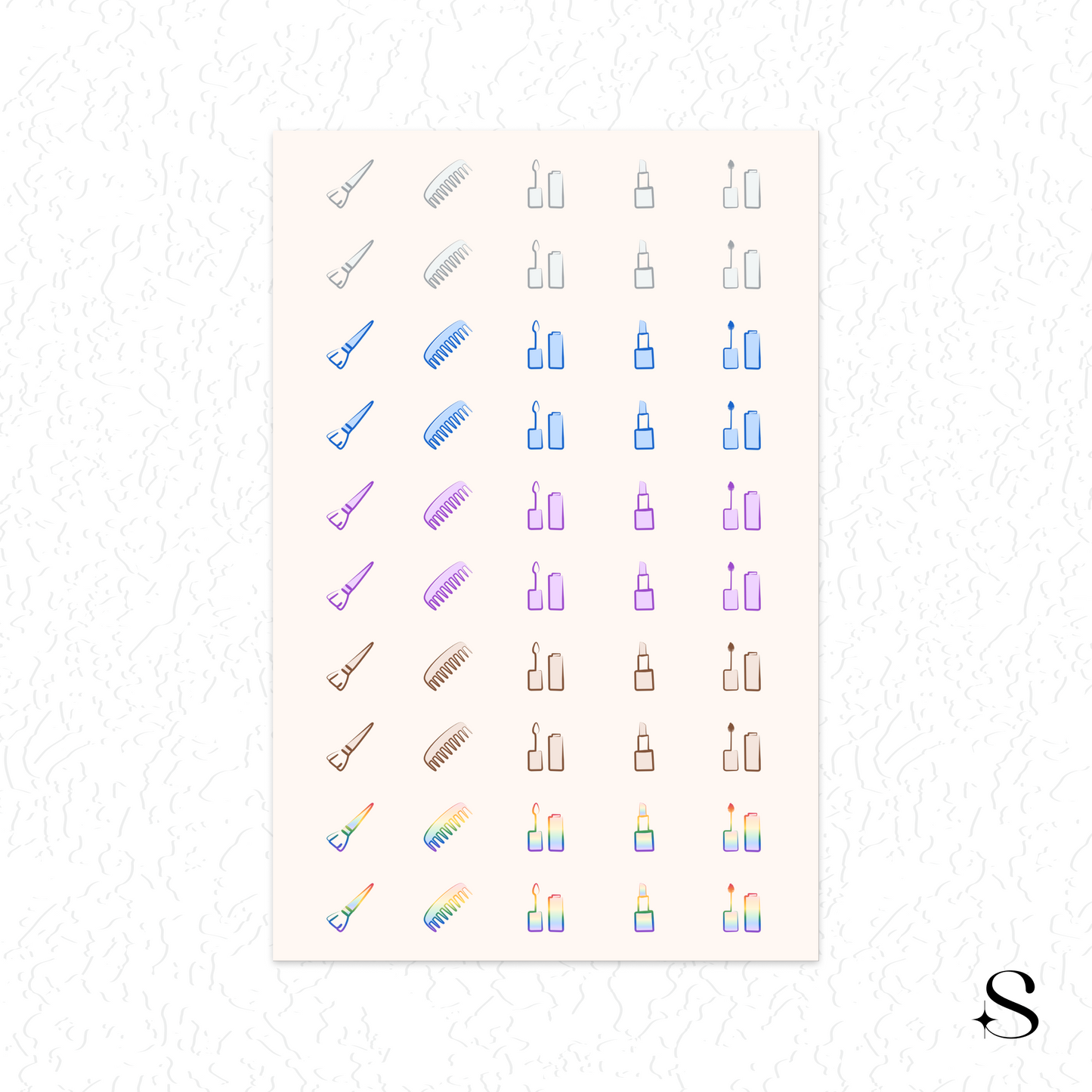 Line Icon Stickers - Makeup Part 1
