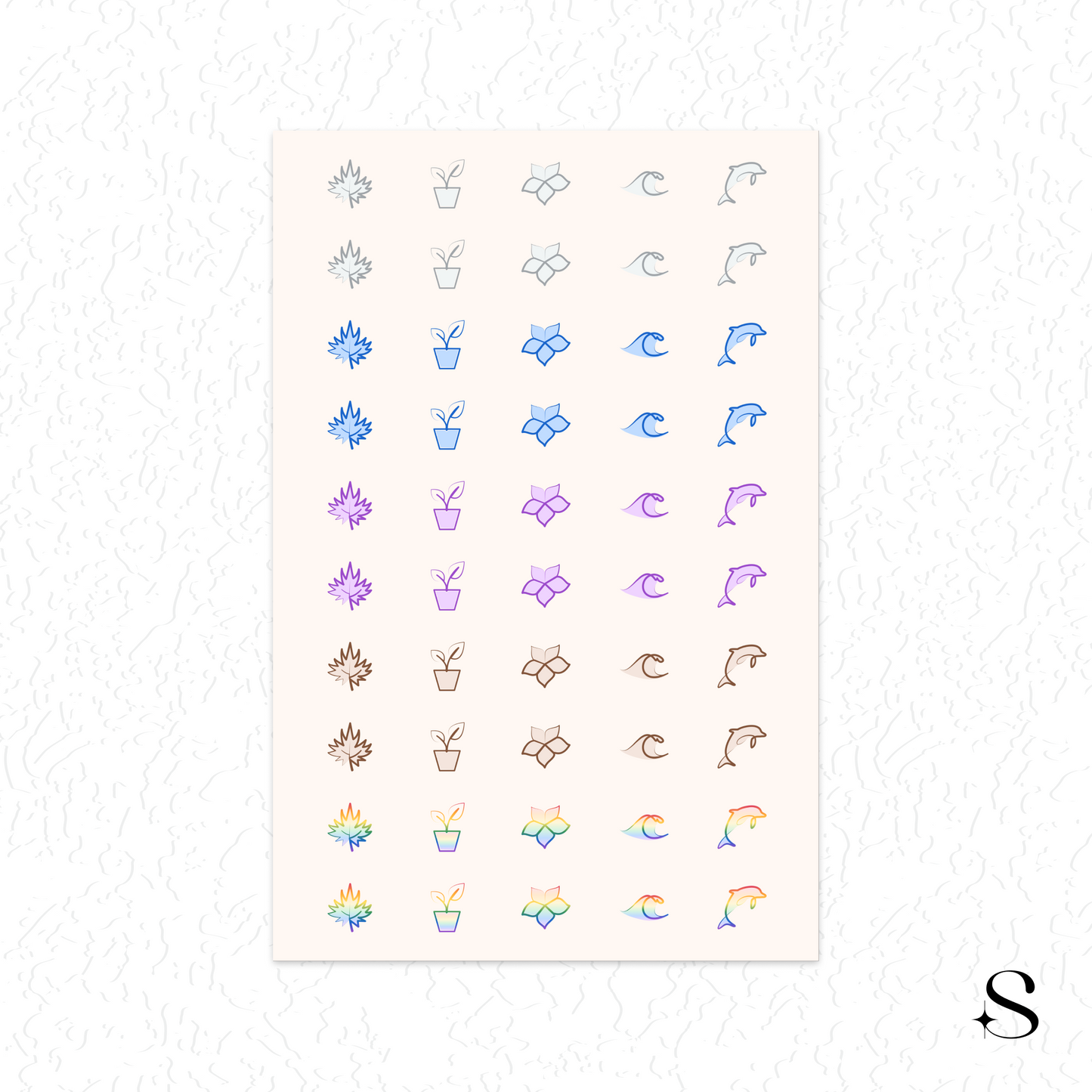 Line Icon Stickers - Nature