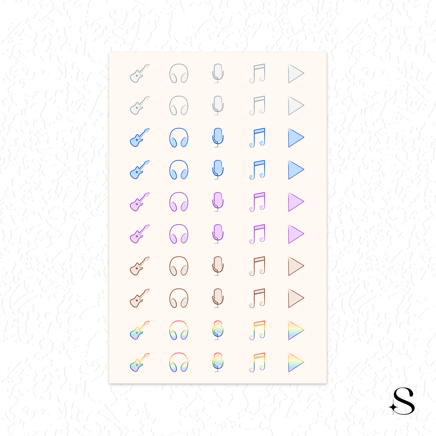 Line Icon Stickers - Music