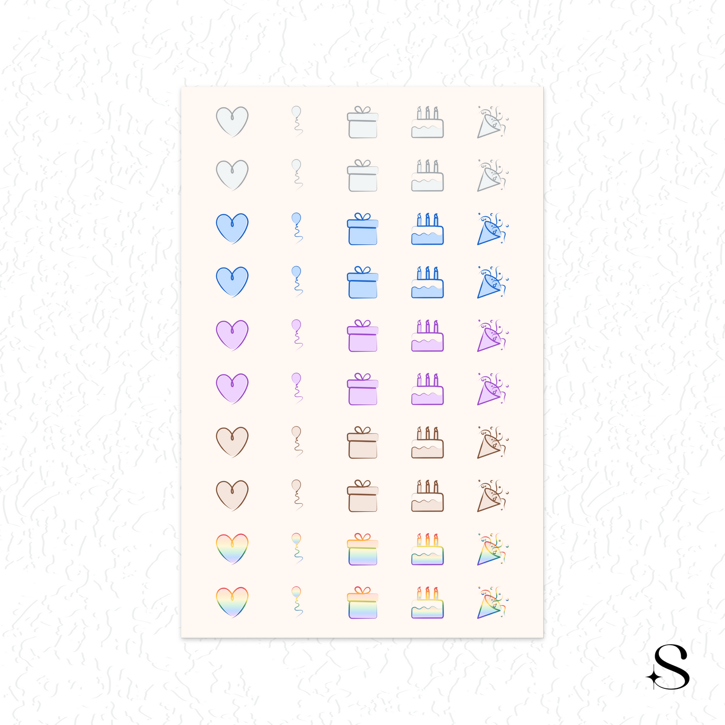 Line Icon Stickers - Celebration