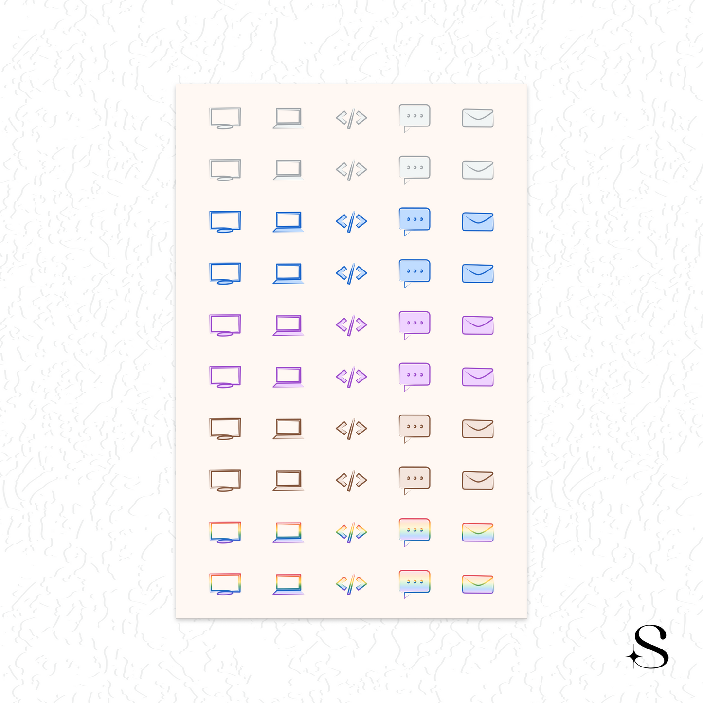 Line Icon Stickers - Work