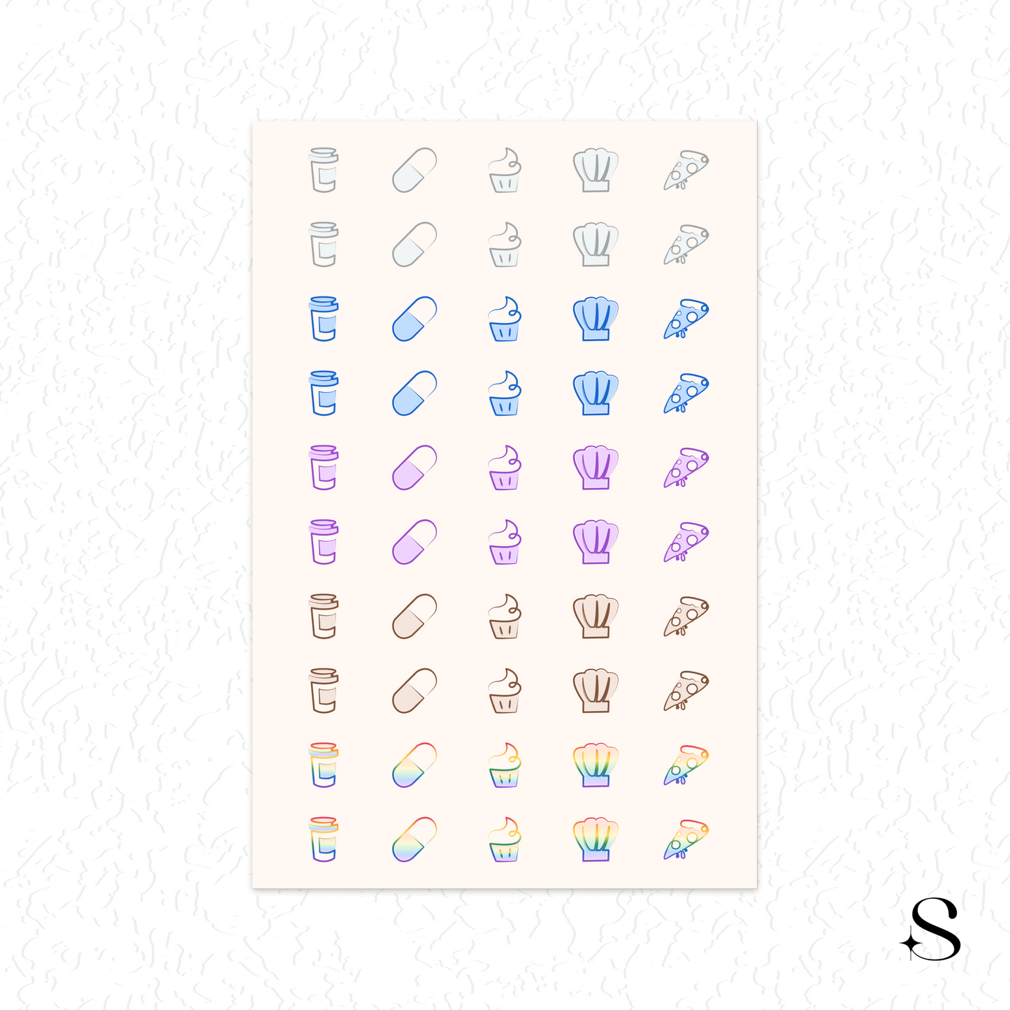 Line Icon Stickers - Food