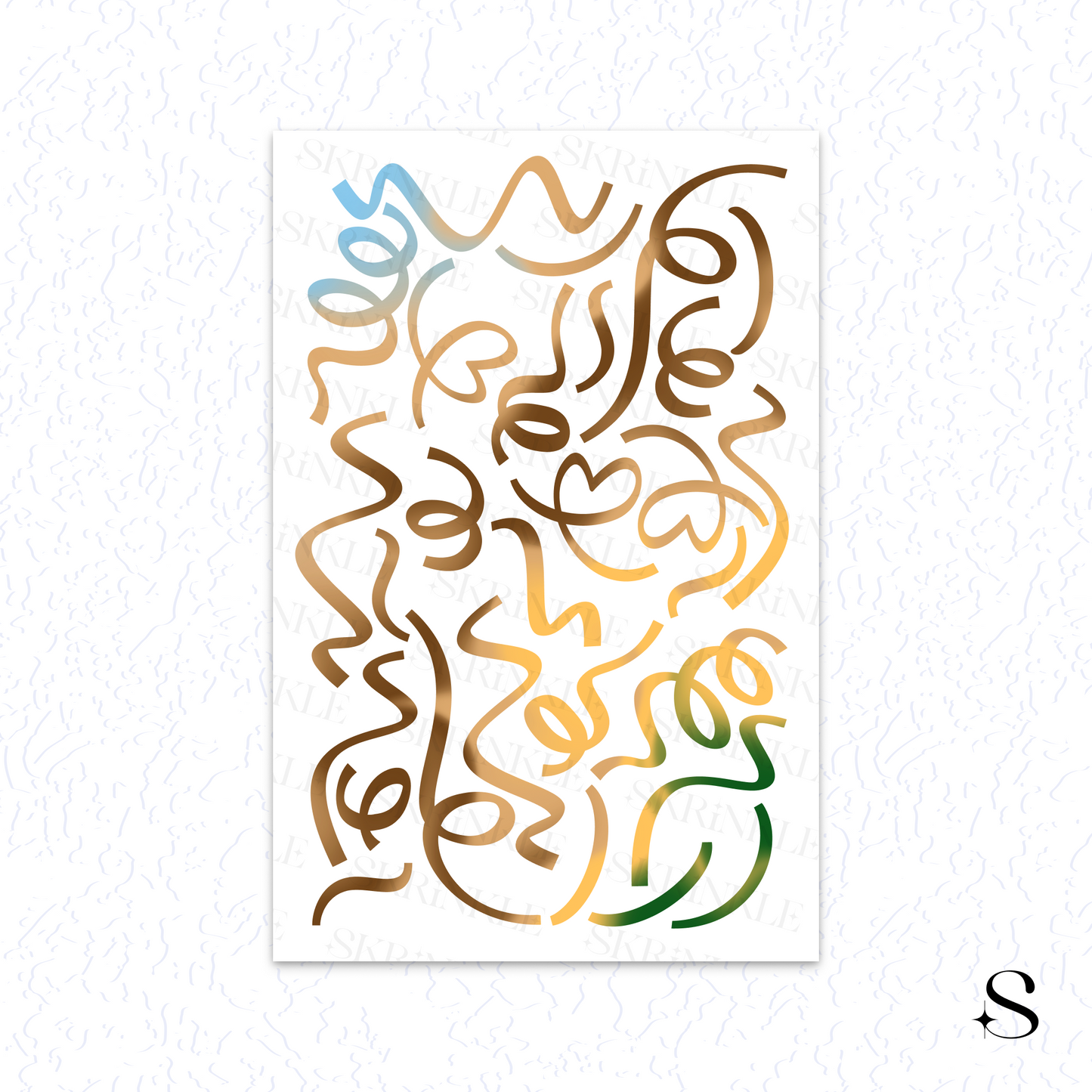 Decorative cute journal stickers in gradient colors on a white background