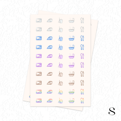 Line Icon Stickers - Food and clean