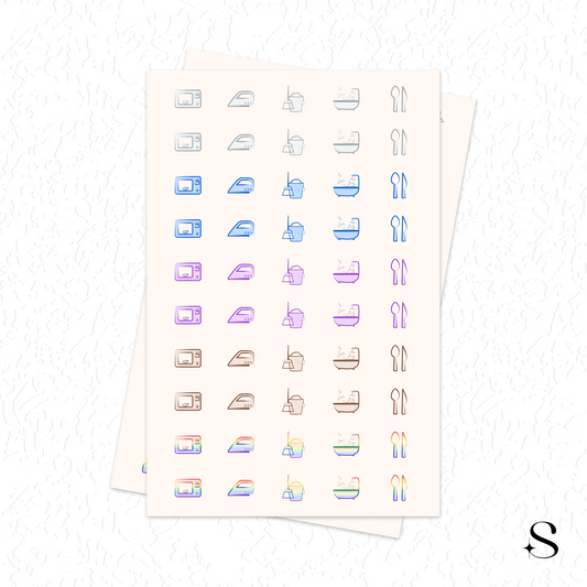 Line Icon Stickers - Food and clean