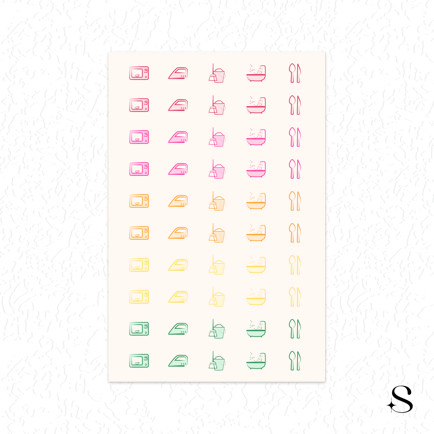 Line Icon Stickers - Food and clean