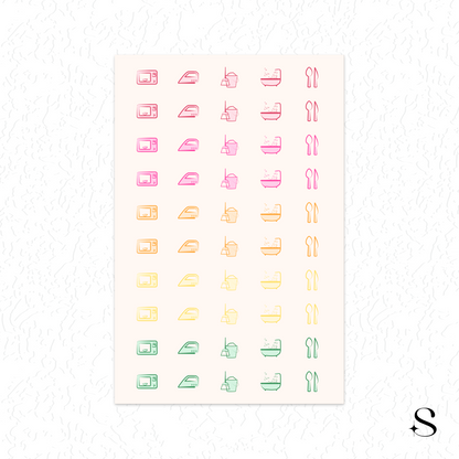 Line Icon Stickers - Food and clean