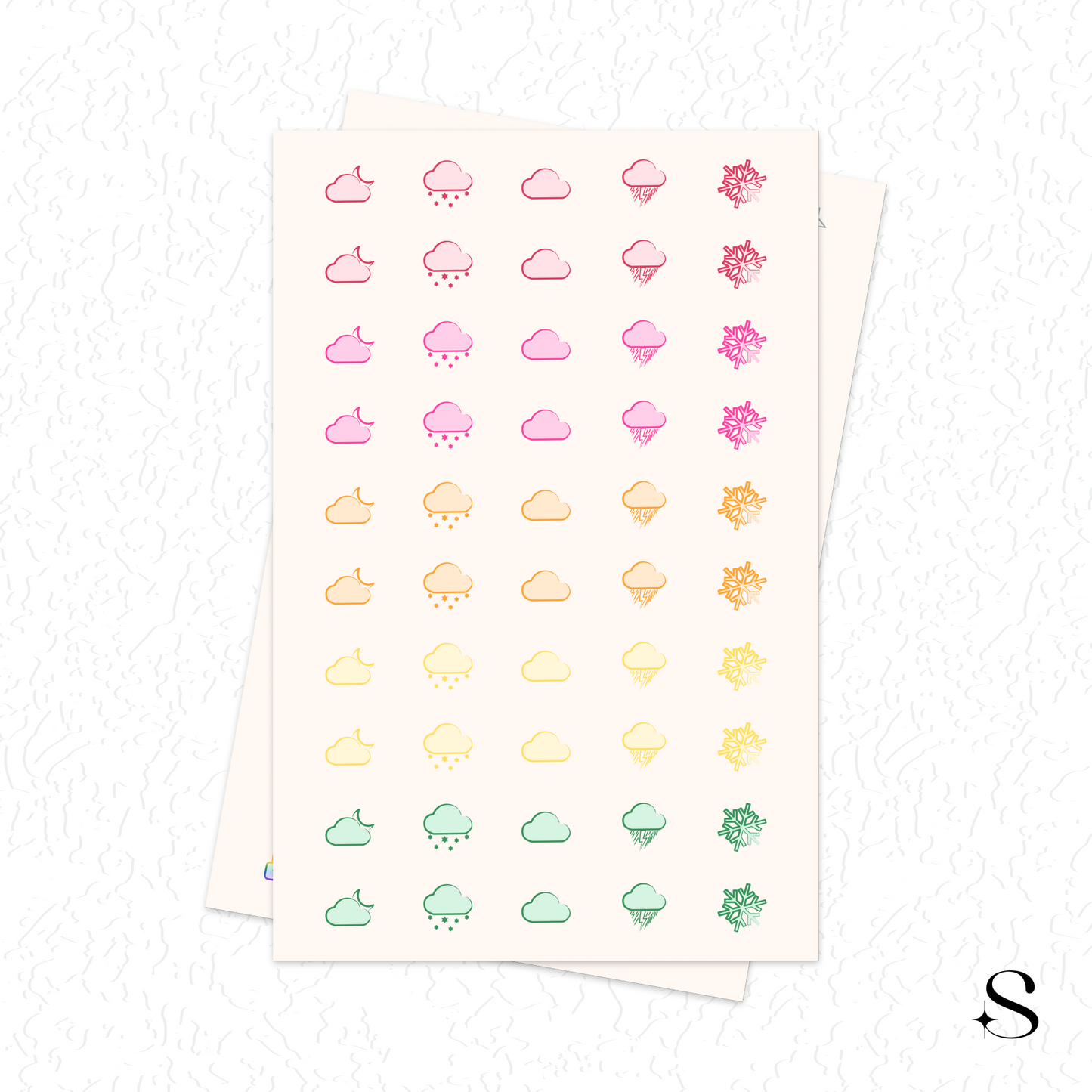 Line Icon Stickers - Moon and cloud