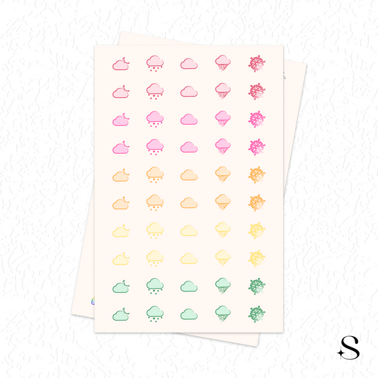 Line Icon Stickers - Moon and cloud