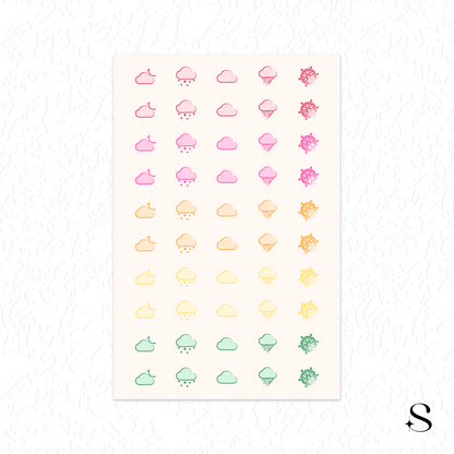 Line Icon Stickers - Moon and cloud