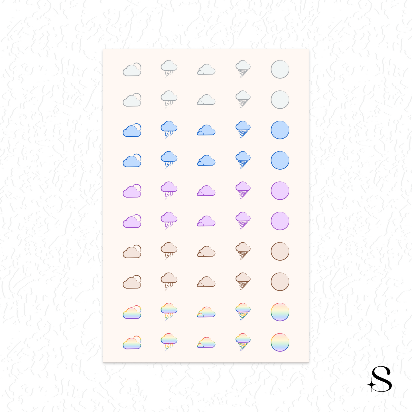 Line Icon Stickers - Sun and cloud