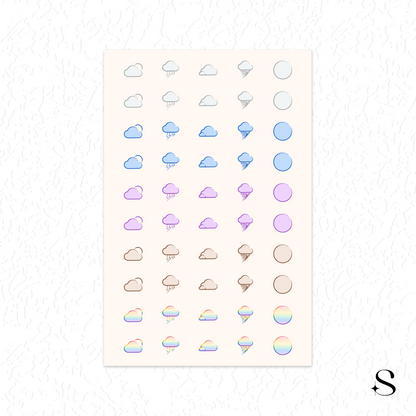 Line Icon Stickers - Sun and cloud
