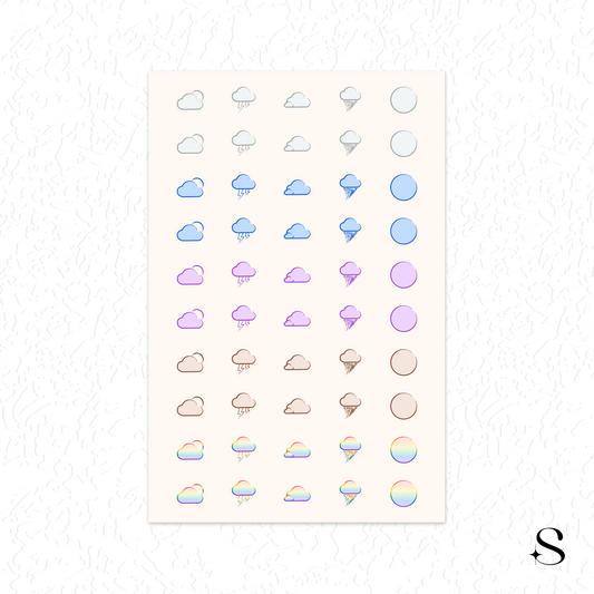 Line Icon Stickers - Sun and cloud