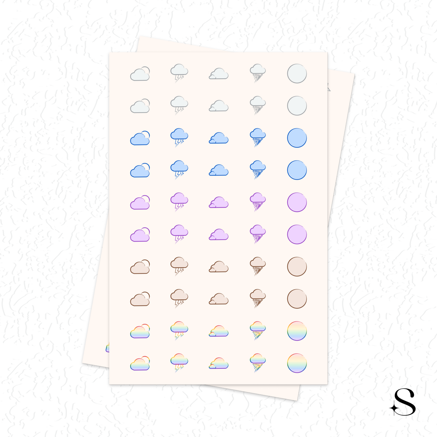 Line Icon Stickers - Sun and cloud