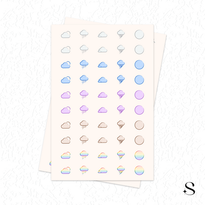 Line Icon Stickers - Sun and cloud