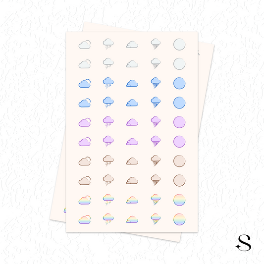 Line Icon Stickers - Sun and cloud