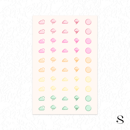 Line Icon Stickers - Sun and cloud