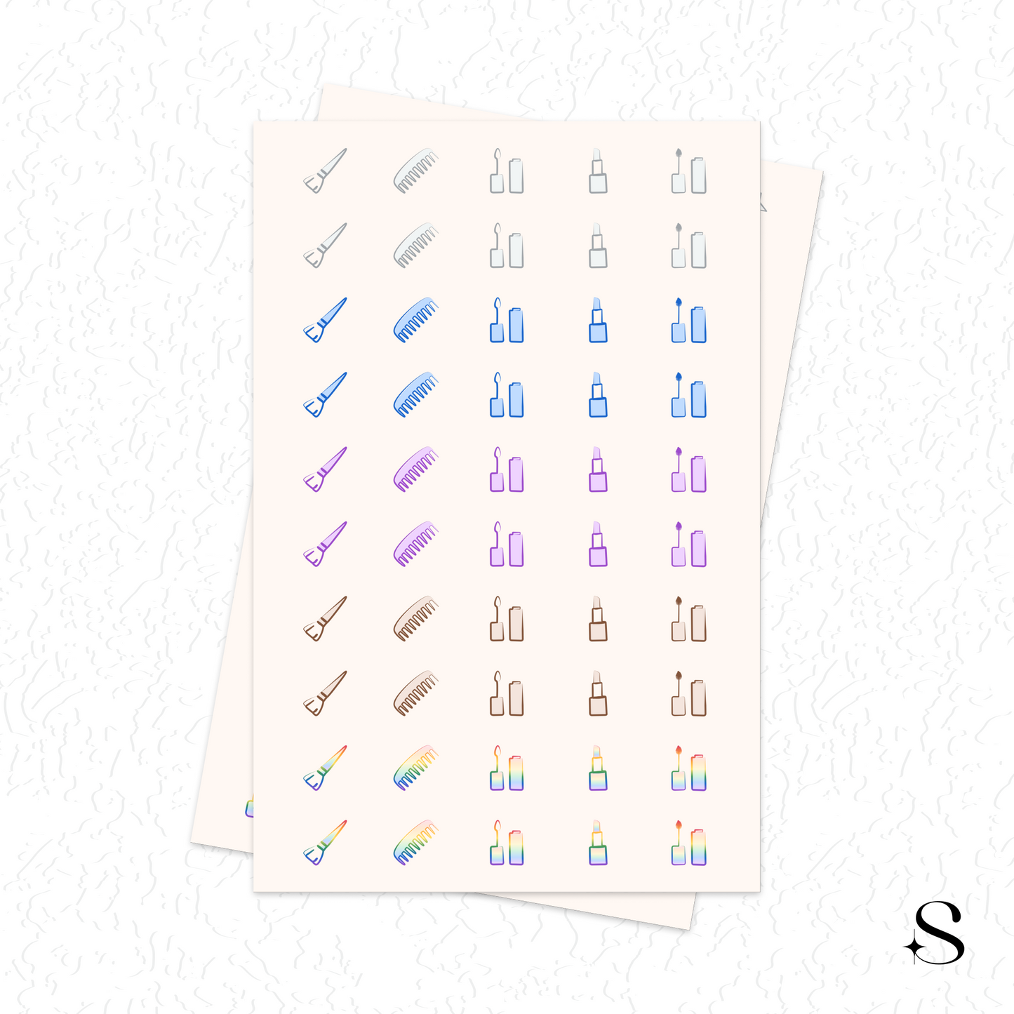 Line Icon Stickers - Makeup Part 1