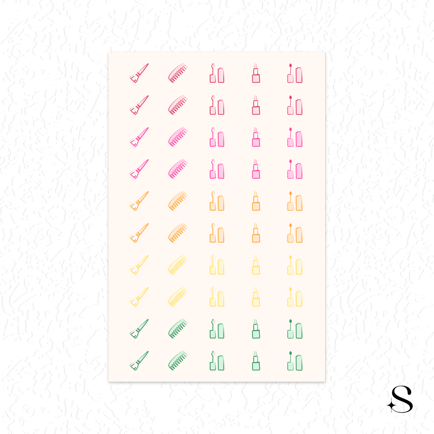 Line Icon Stickers - Makeup Part 1