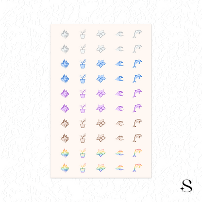 Line Icon Stickers - Nature