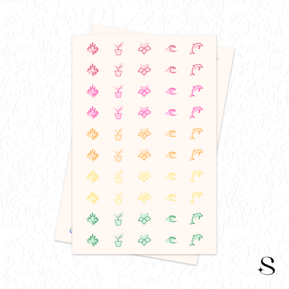 Line Icon Stickers - Nature