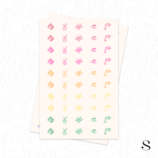 Line Icon Stickers - Nature