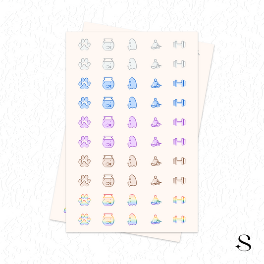 Line Icon Stickers - Fit, pet and ghost