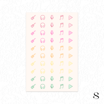 Line Icon Stickers - Music
