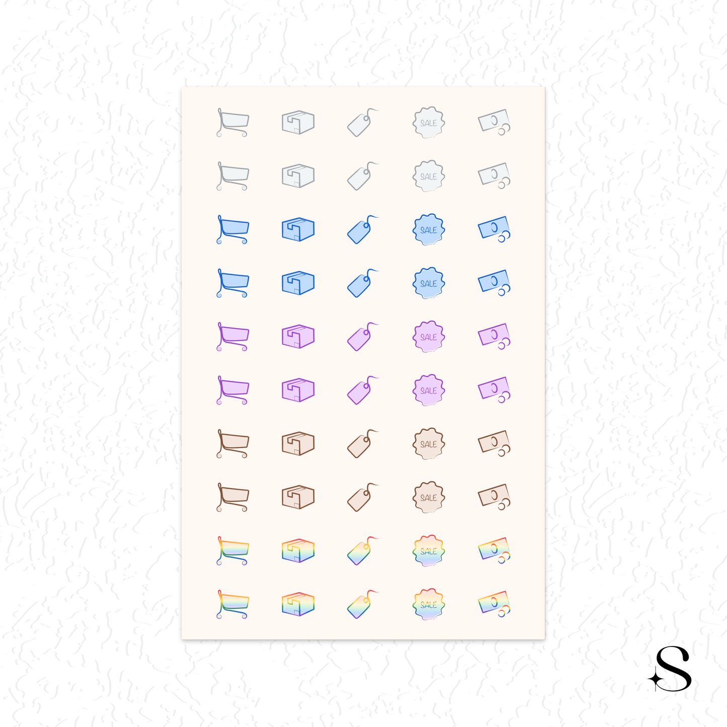 Line Icon Stickers - Shopping