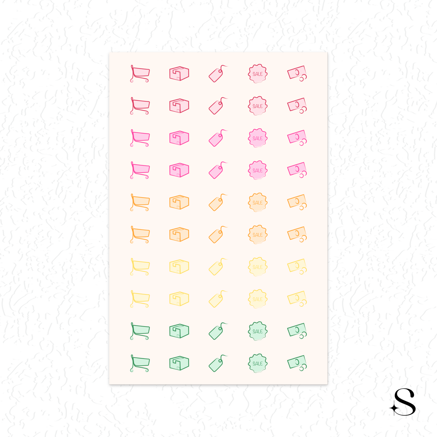 Line Icon Stickers - Shopping