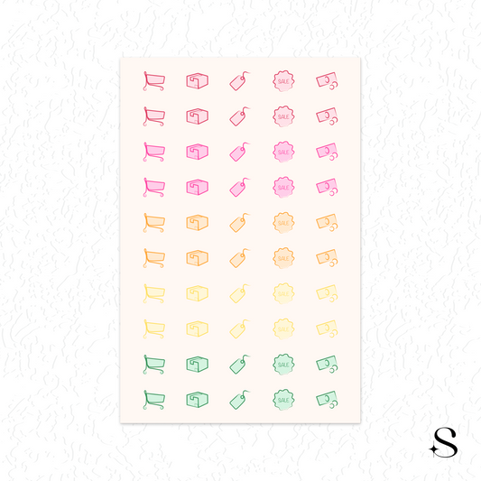 Line Icon Stickers - Shopping