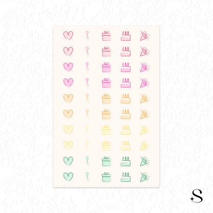 Line Icon Stickers - Celebration
