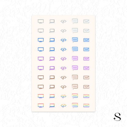 Line Icon Stickers - Work