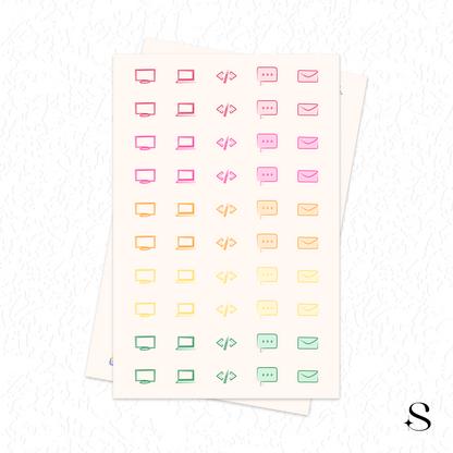 Line Icon Stickers - Work