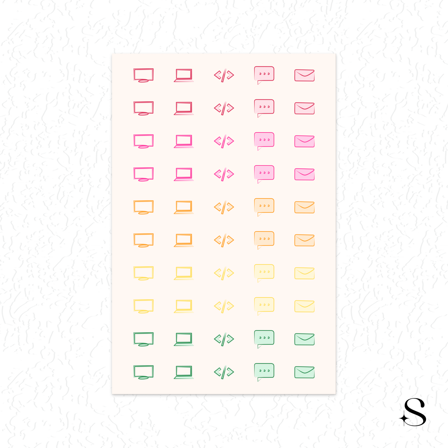 Line Icon Stickers - Work