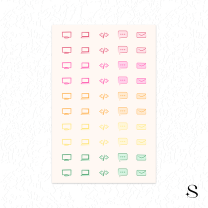 Line Icon Stickers - Work