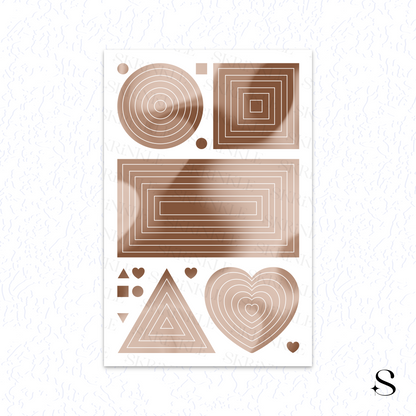 Set of cute journal stickers with geometric shapes on a white background