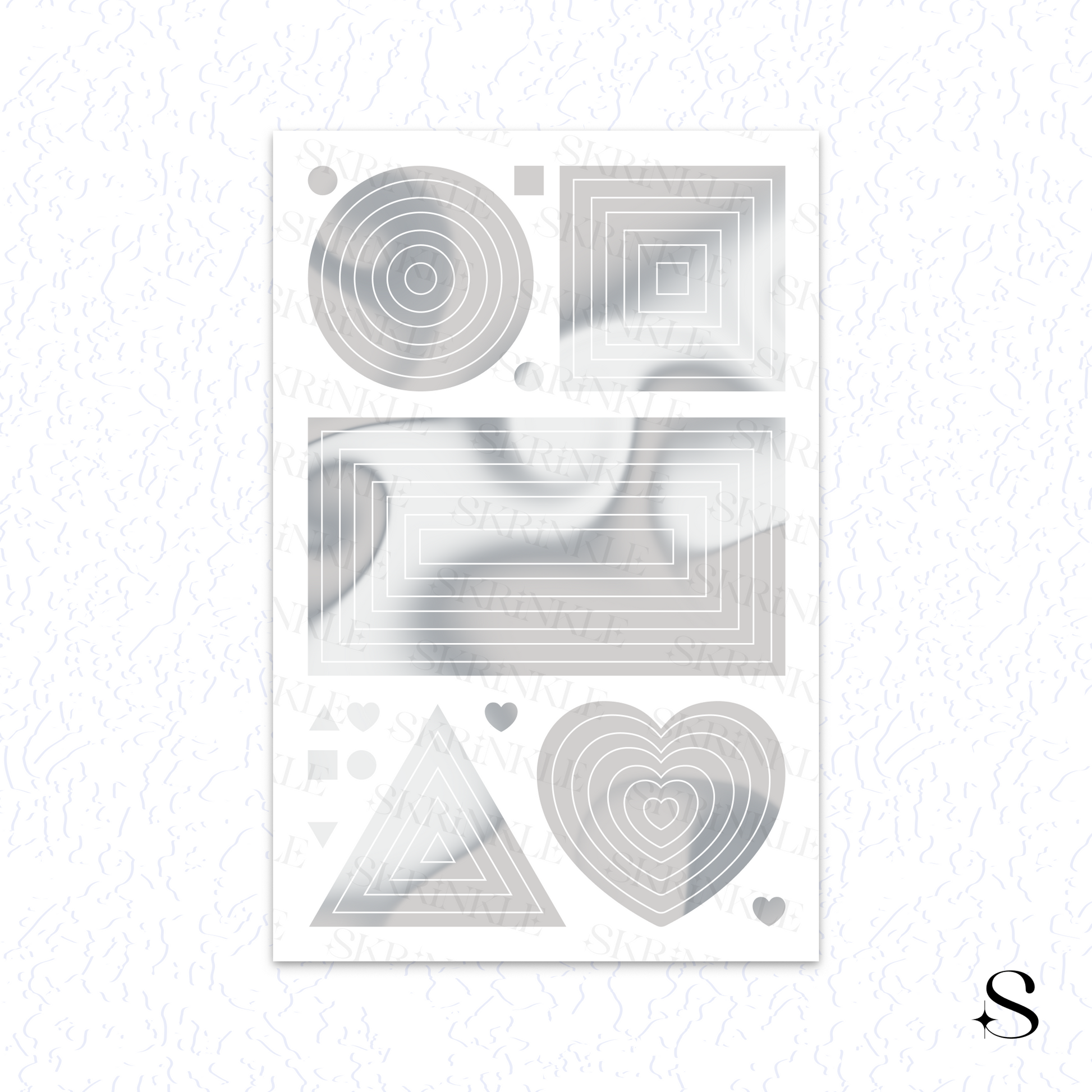 Set of cute journal stickers with geometric shapes on a white background