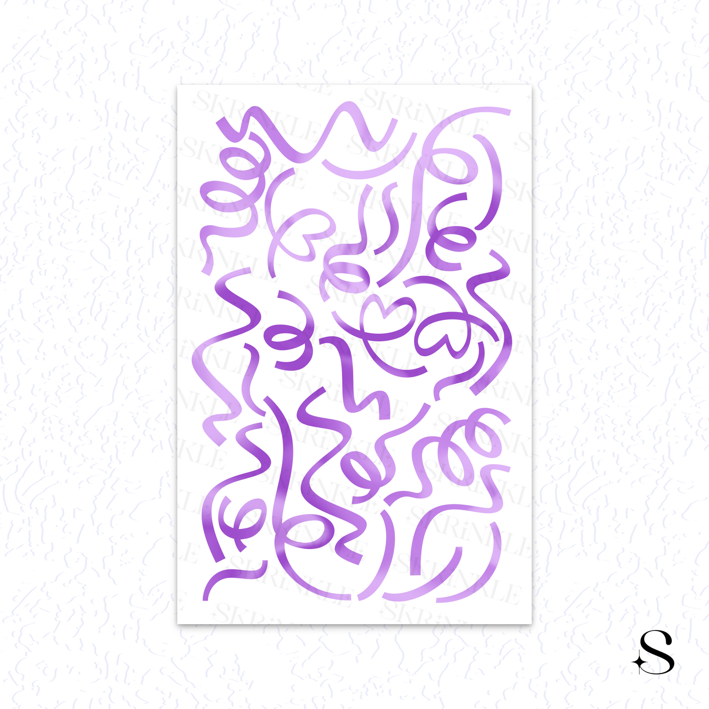 Abstract purple cute journal stickers on a white background