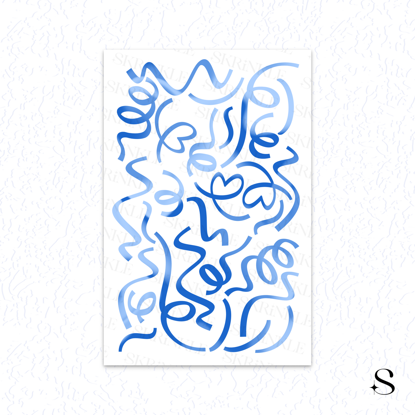 Abstract blue cute journal stickers on a white background