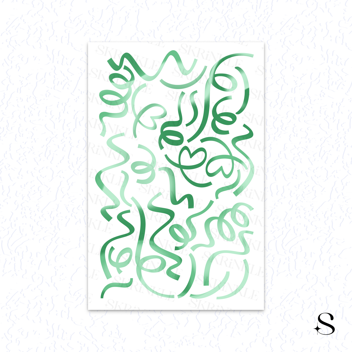 Green abstract cute journal stickers on a white background