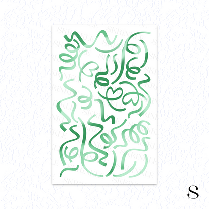Green abstract cute journal stickers on a white background