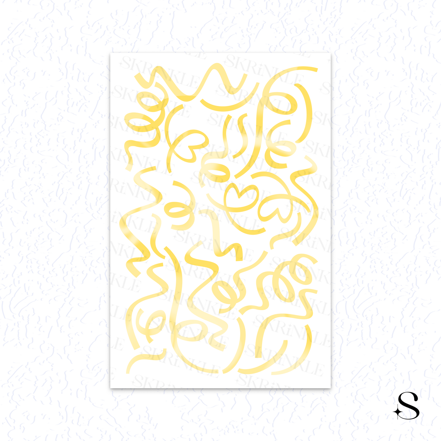 Abstract yellow cute journal stickers on a white background