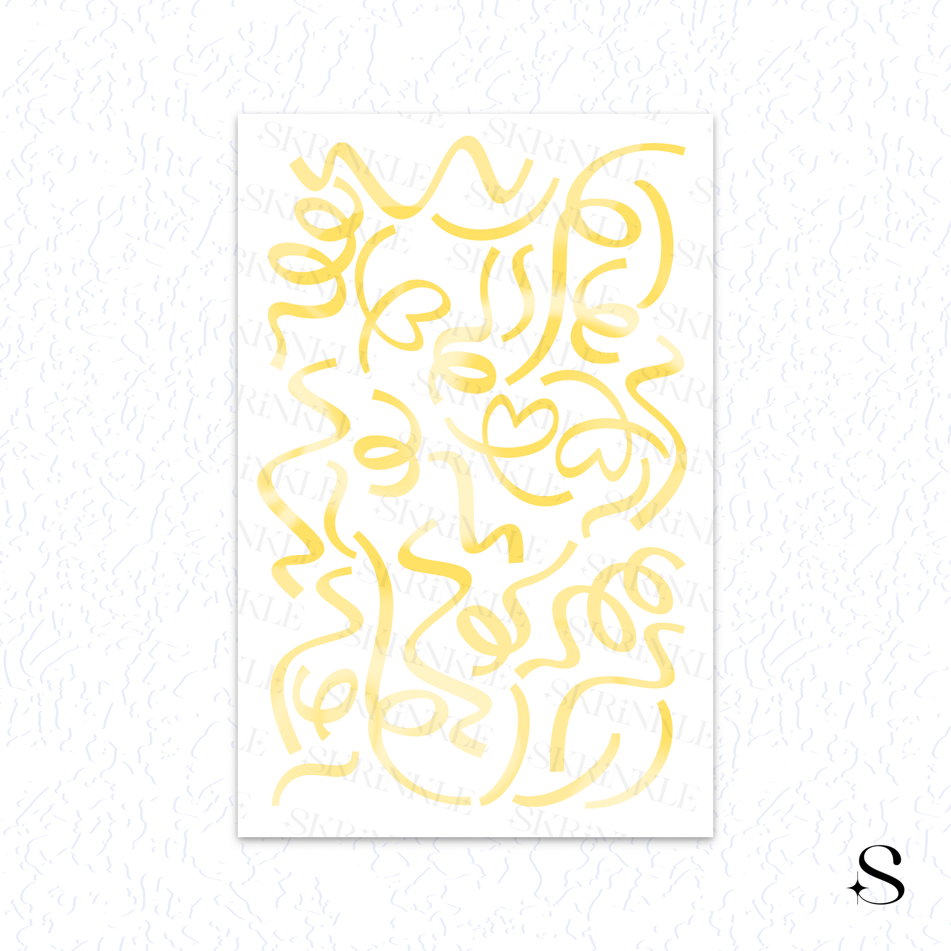Abstract yellow cute journal stickers on a white background
