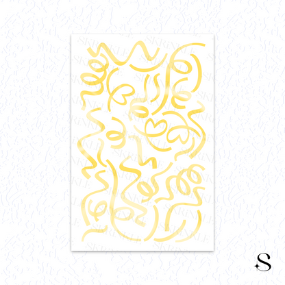 Abstract yellow cute journal stickers on a white background