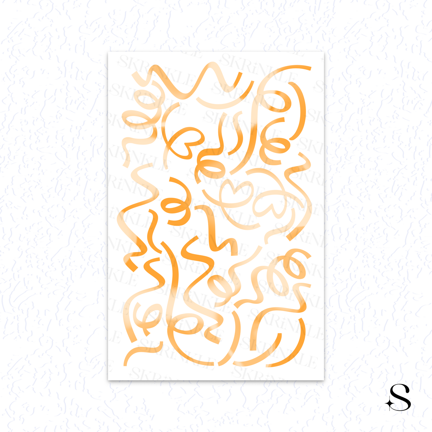 Abstract orange cute journal stickers on a white background