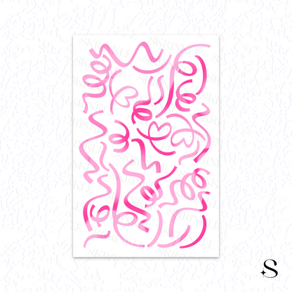 Pink abstract cute journal stickers on a white background