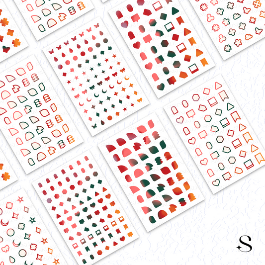 Collection of cute journal stickers with geometric shapes on a white background